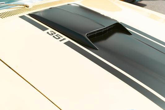 A close up of the hood of a car