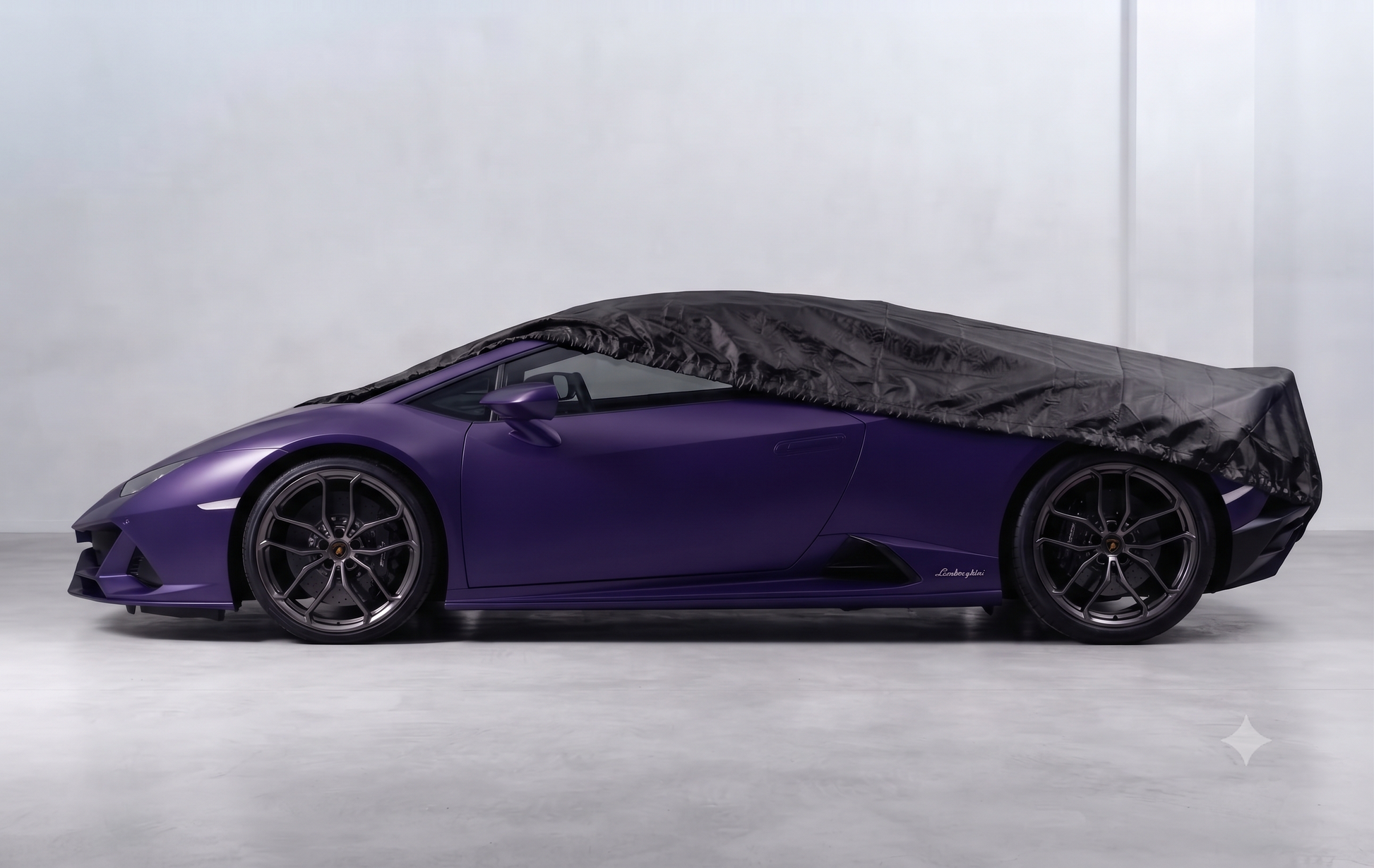 Deutschmotor Lamborghini Aventador 2011-2022 outdoor waterproof car cover protecting the bright yellow supercar from rain and weather.