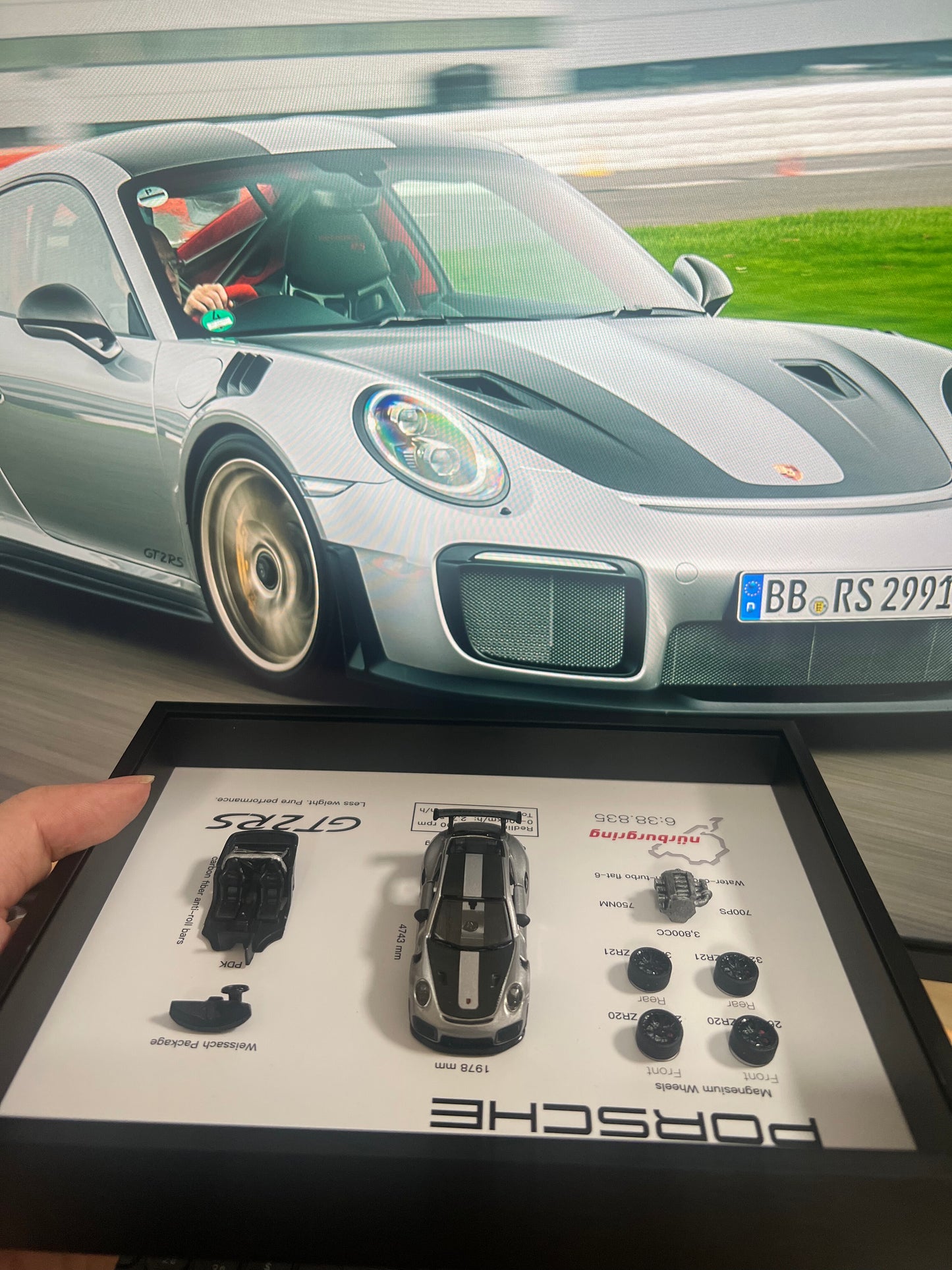 Porsche 911 GT2RS Framed Display Shadow Box 15.2x20.3cm
