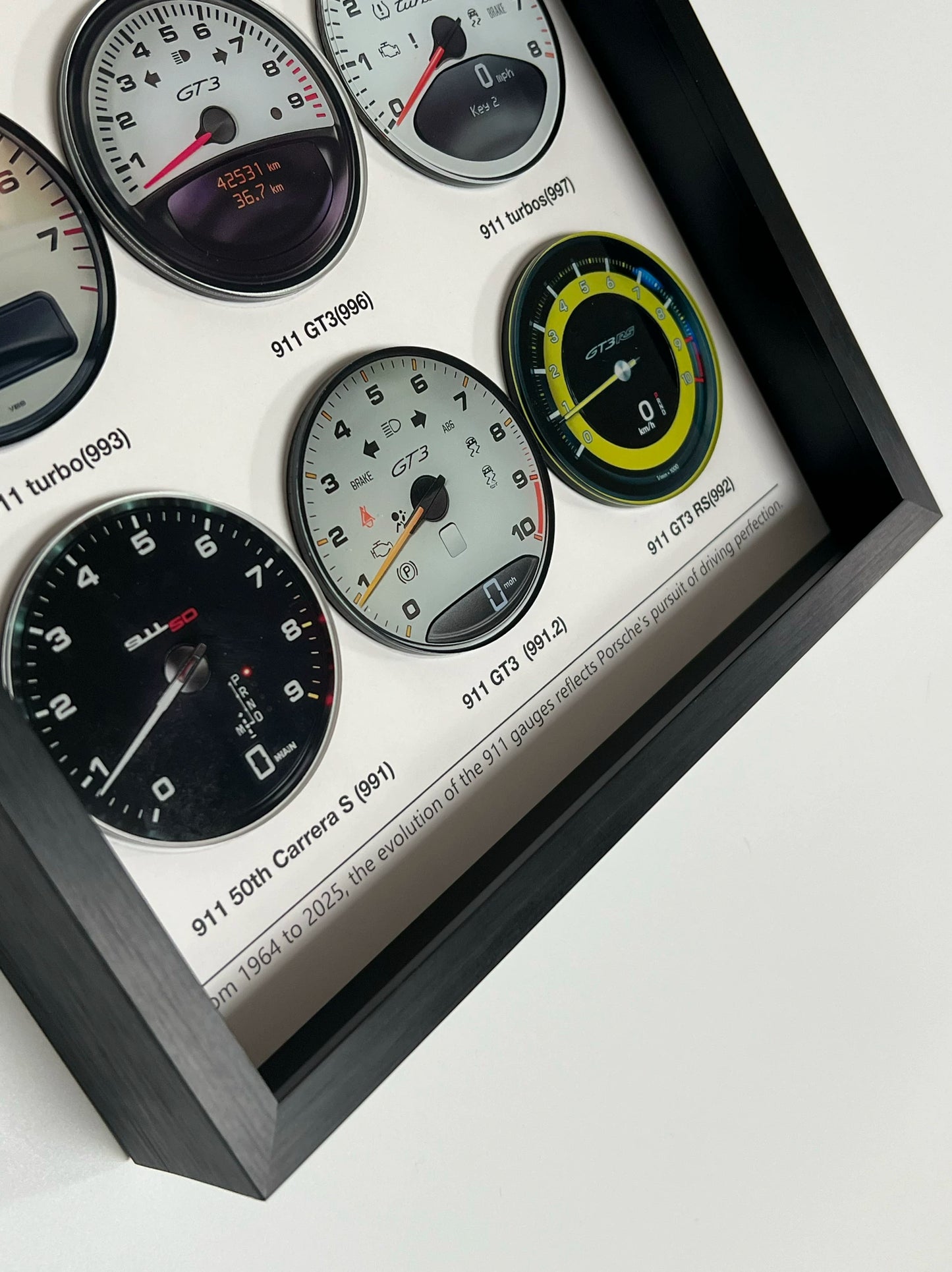 Porsche 911 Evolution Wall Art Framed Dashboard Display A4