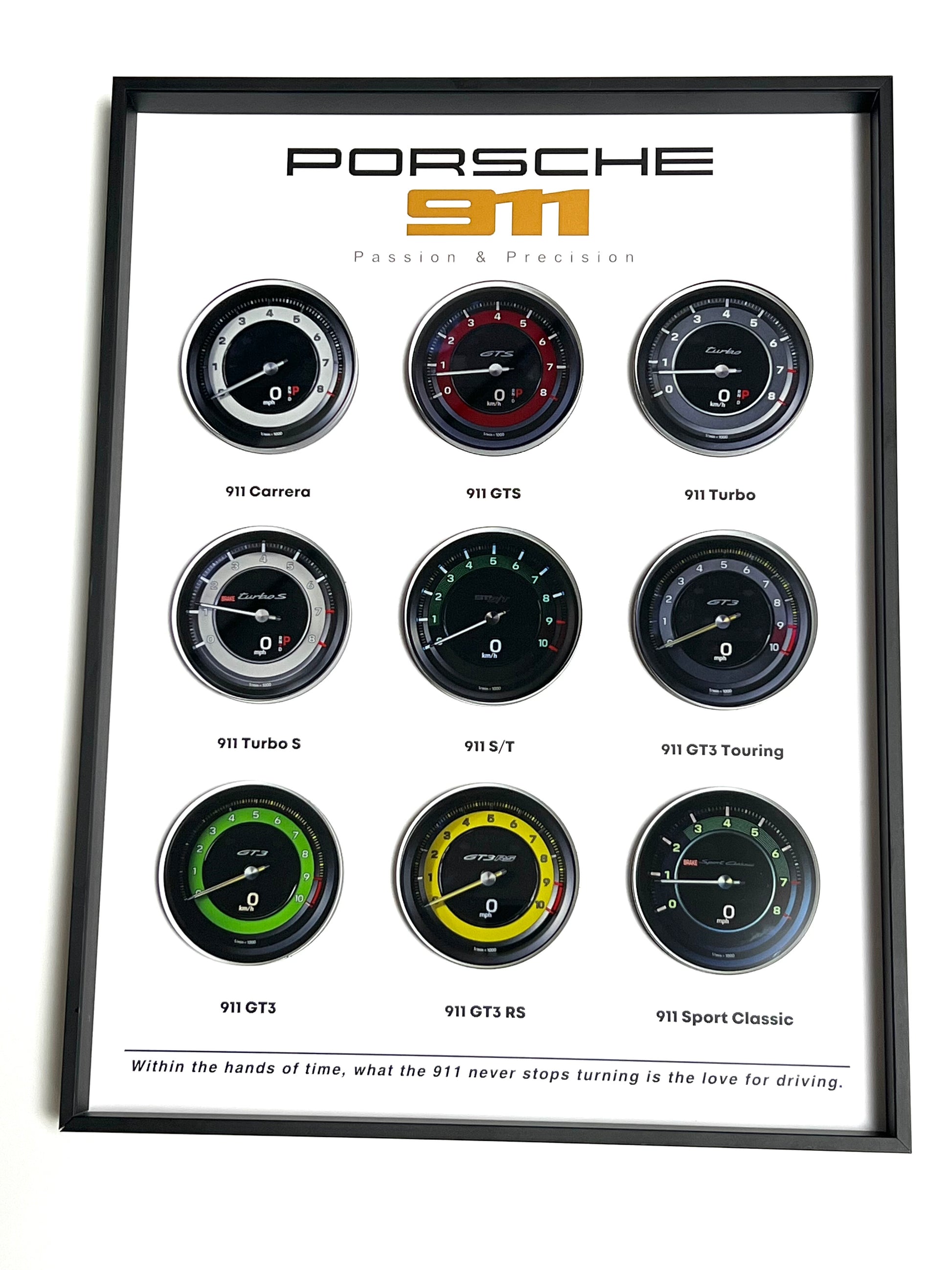Porsche 911 Evolution Dashboard Framed Wall Art 30.5x40.6cm
