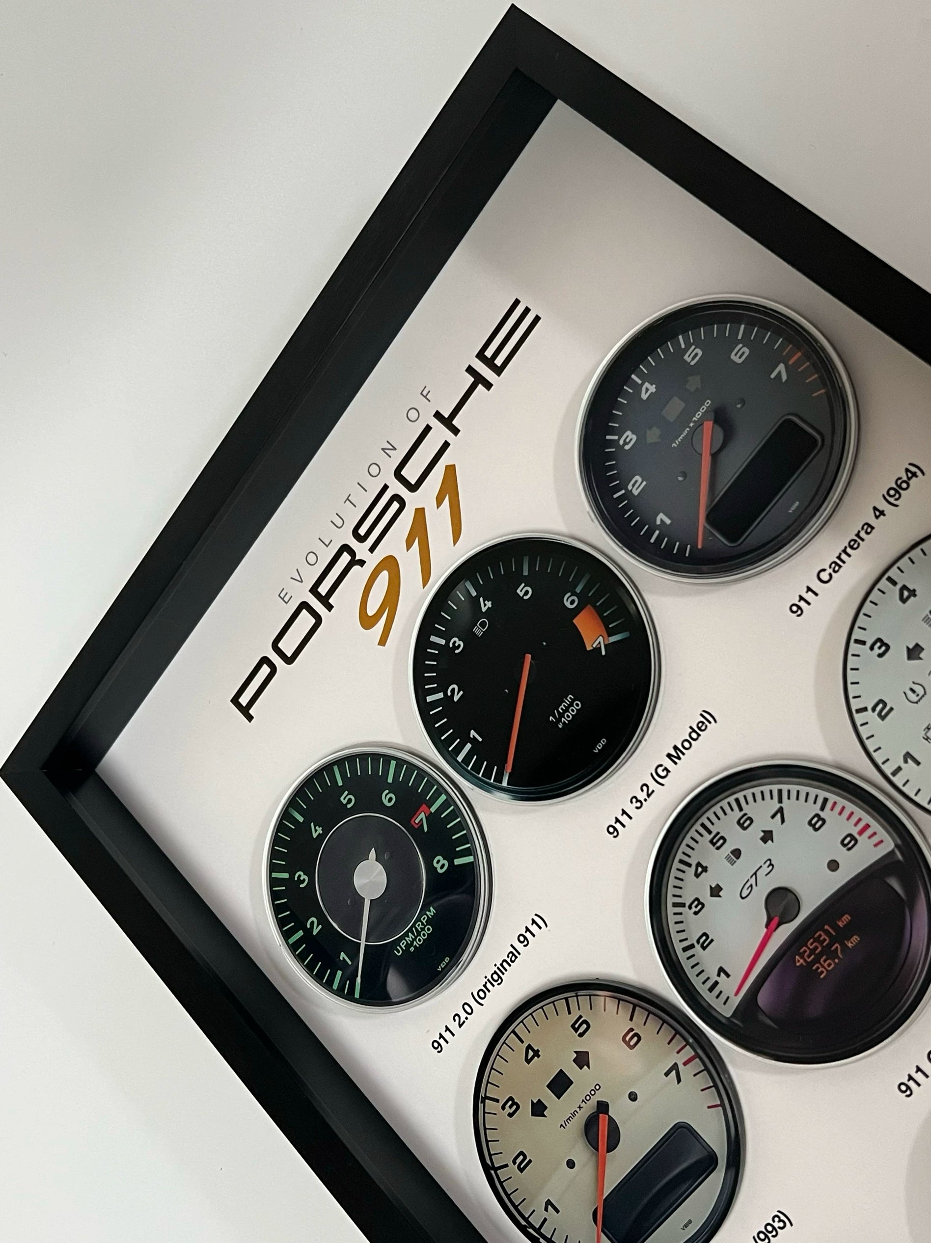 Porsche 911 Evolution Wall Art Framed Dashboard Display A4