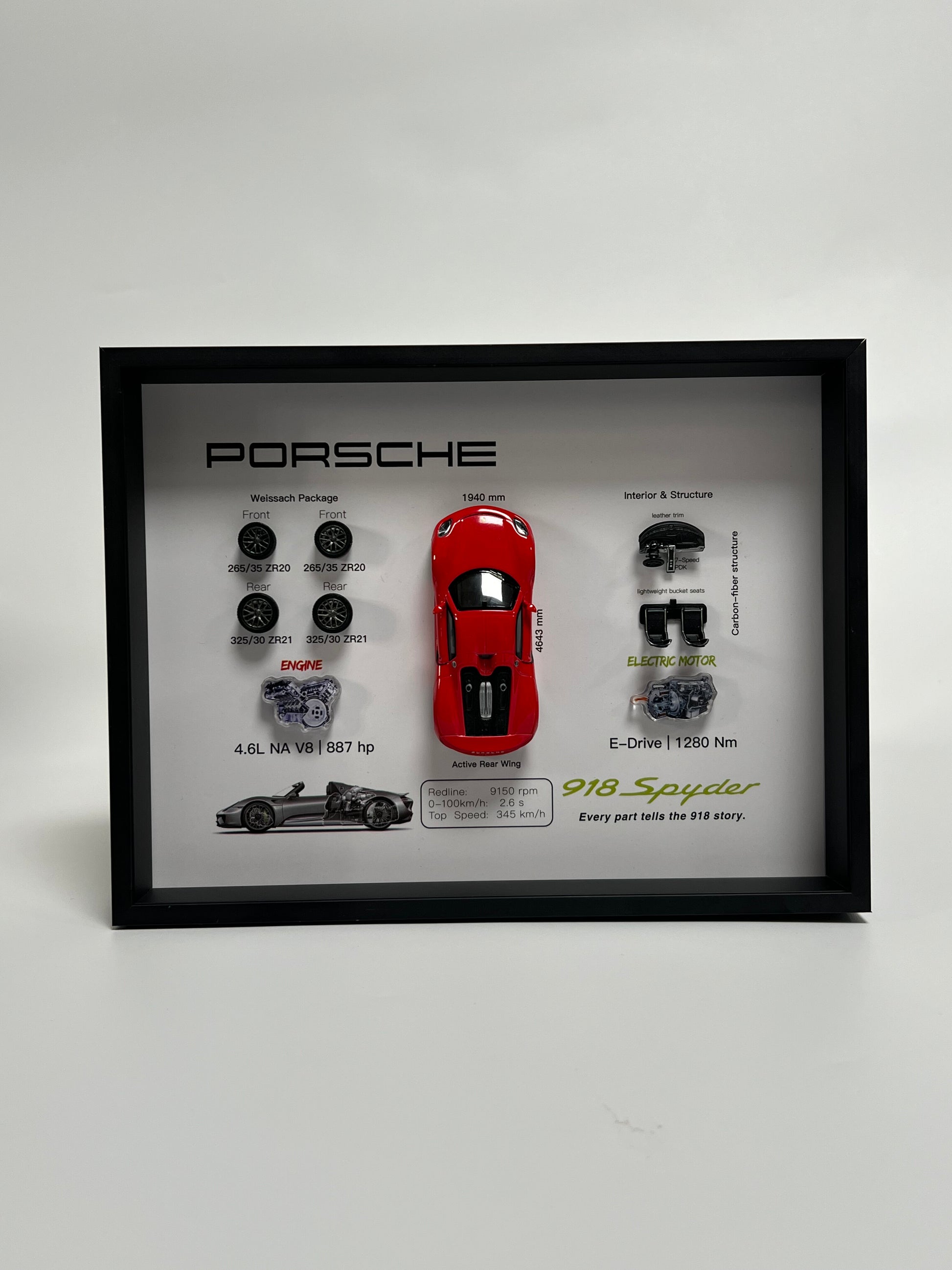 Porsche 918 Spyder Supercar Framed Wall Art Display 15x20cm