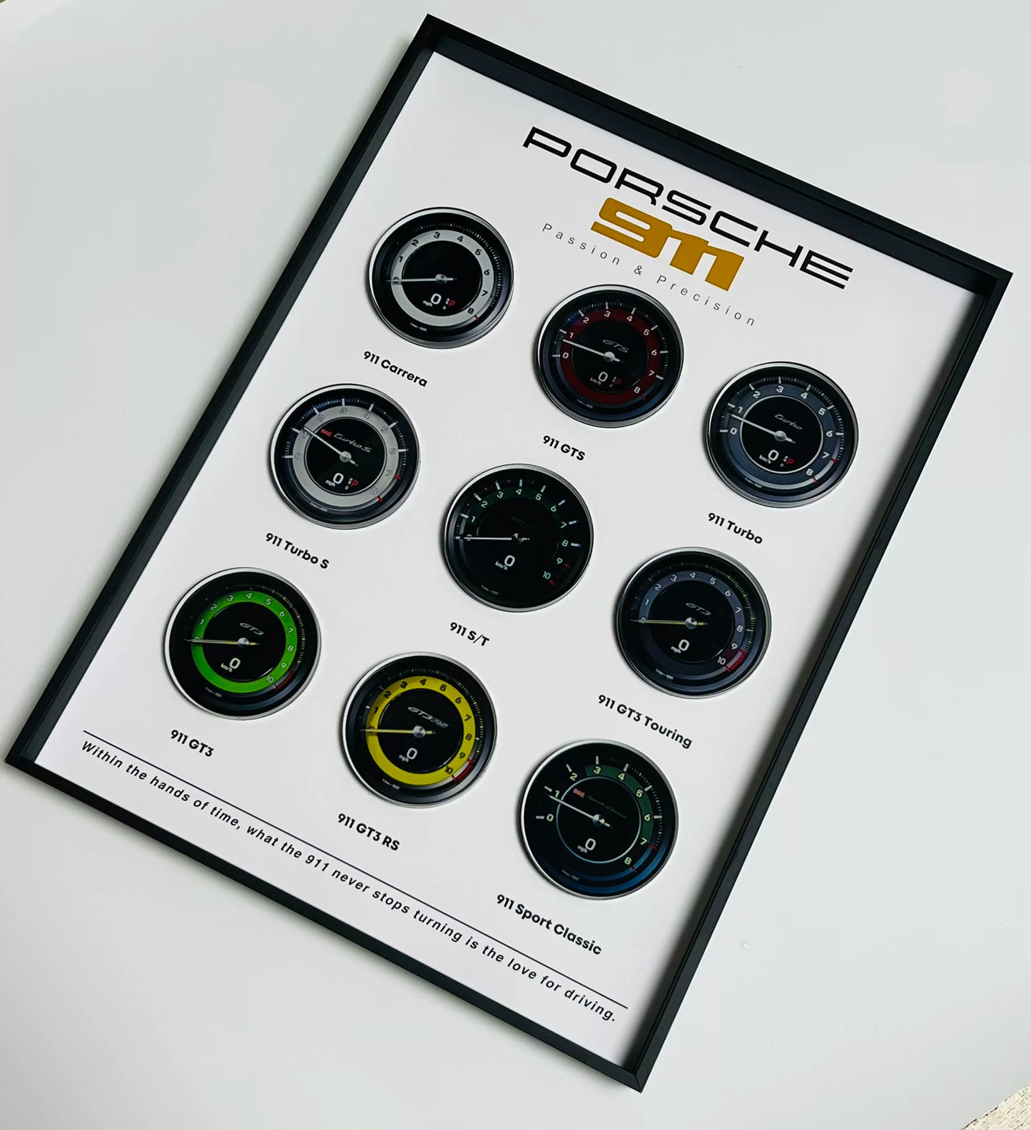 Porsche 911 Evolution Dashboard Framed Wall Art 30.5x40.6cm