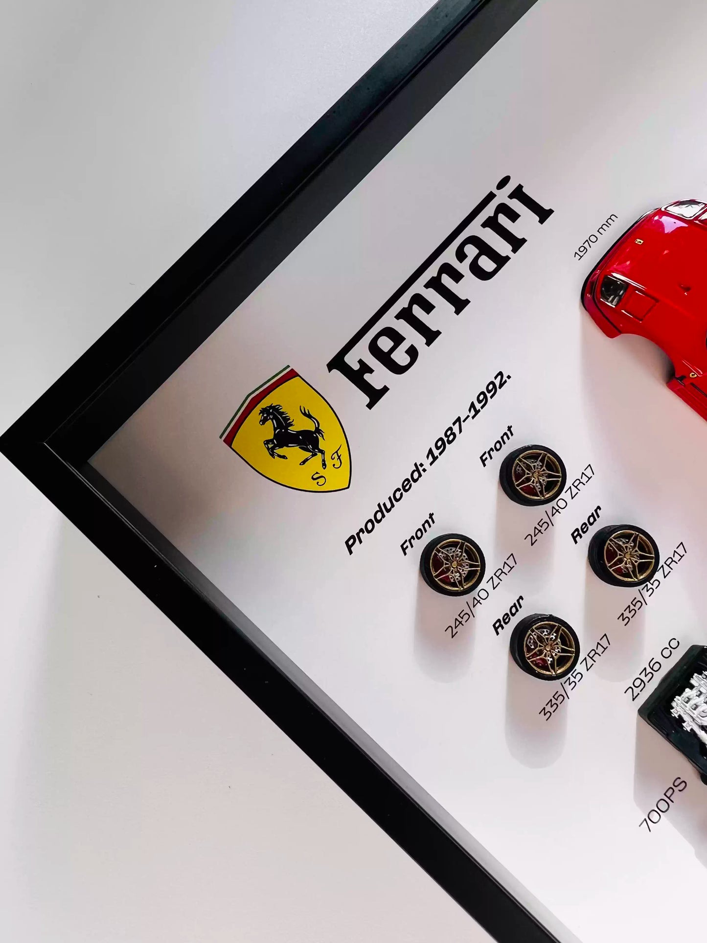 Ferrari F40 Supercar Framed Display Shadow Box 15.2x20.3cm