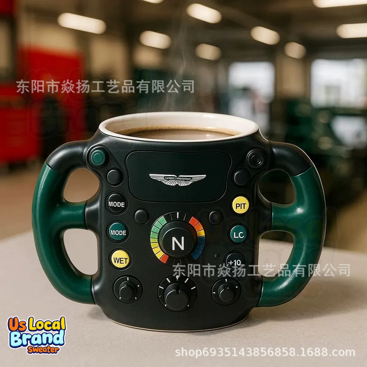 F1 Steering Wheel 3D Resin Stainless Steel Mug
