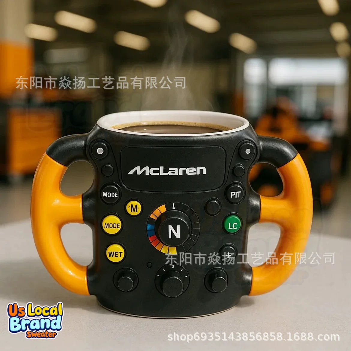 F1 Steering Wheel 3D Resin Stainless Steel Mug