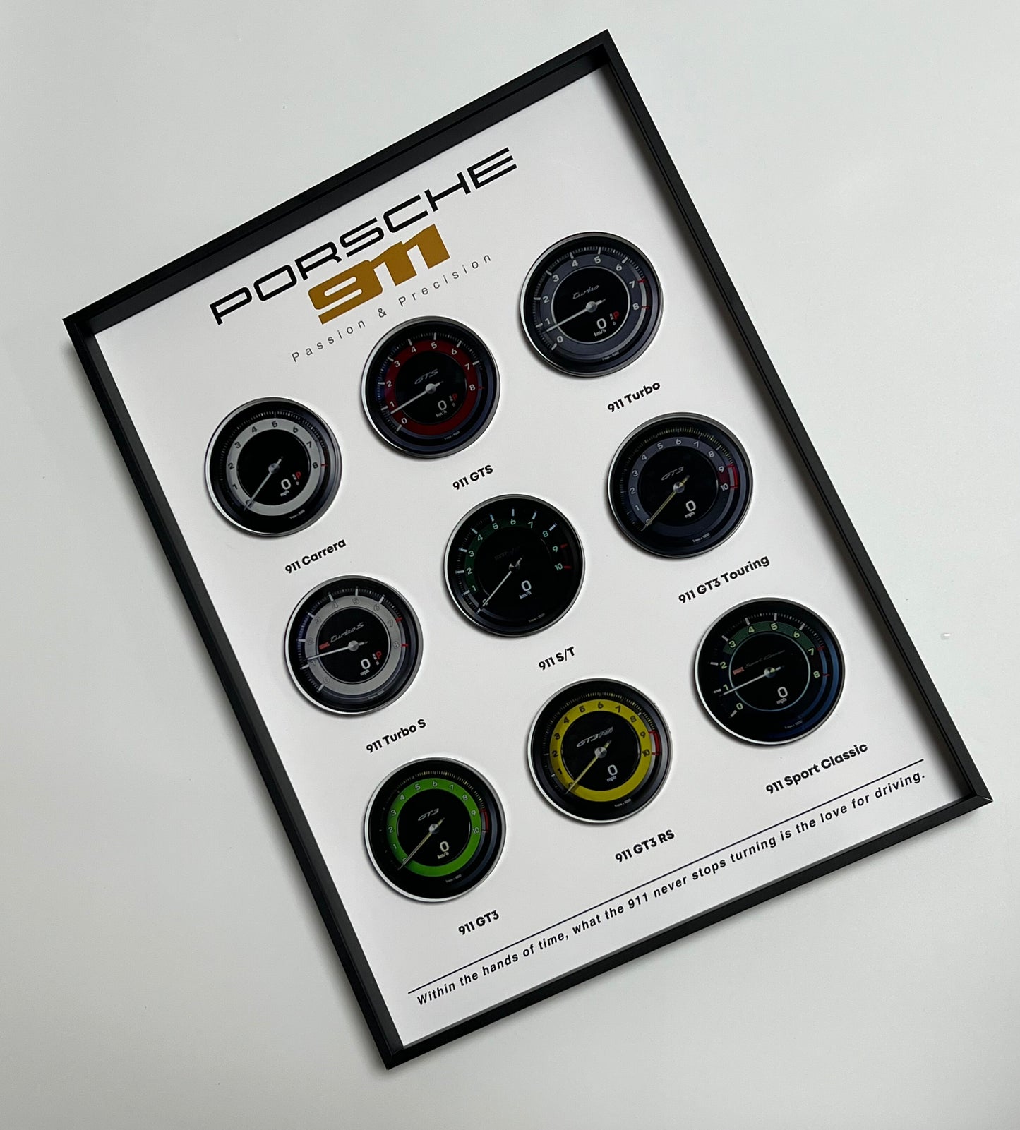 Porsche 911 Evolution Dashboard Framed Wall Art 30.5x40.6cm