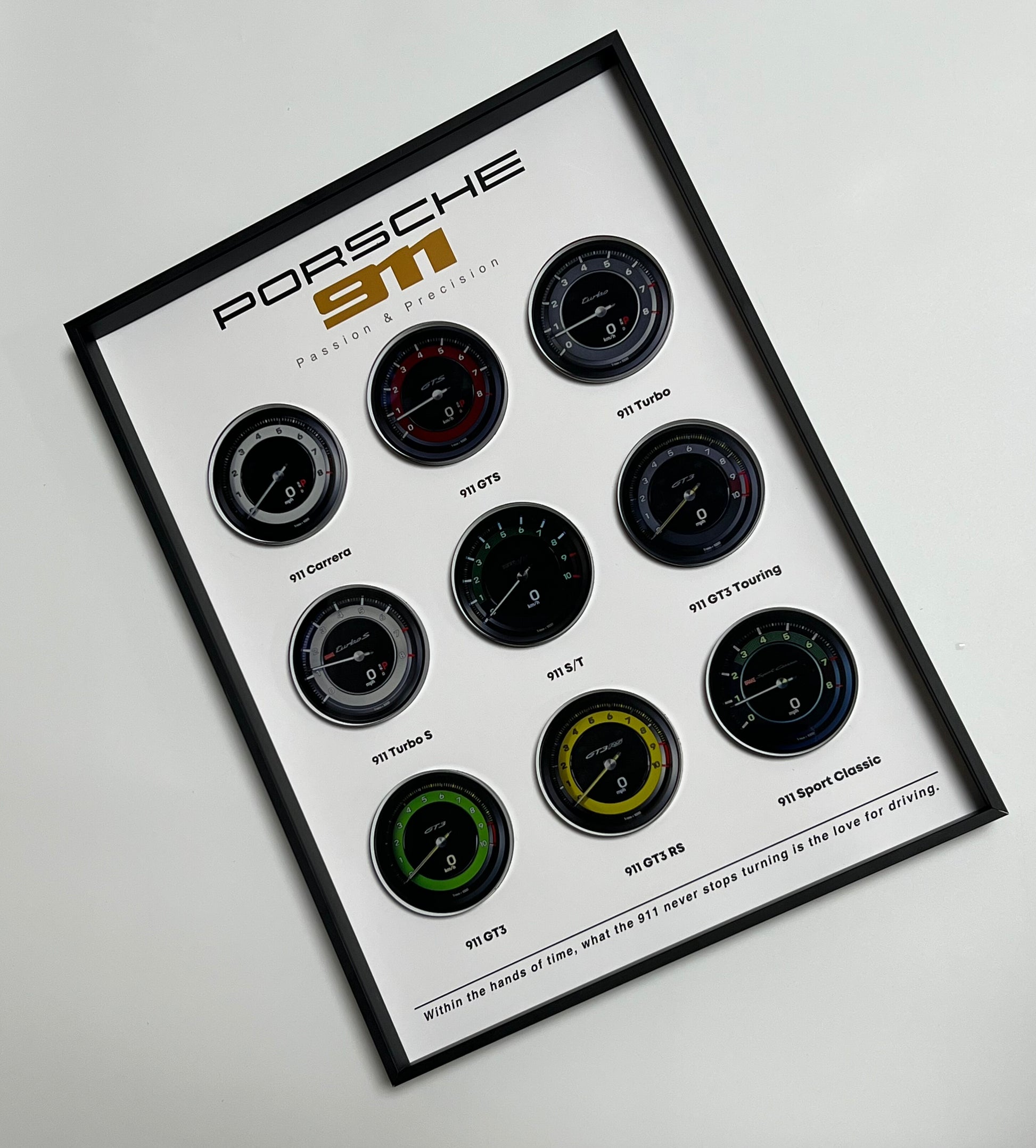 Porsche 911 Evolution Dashboard Framed Wall Art 30.5x40.6cm
