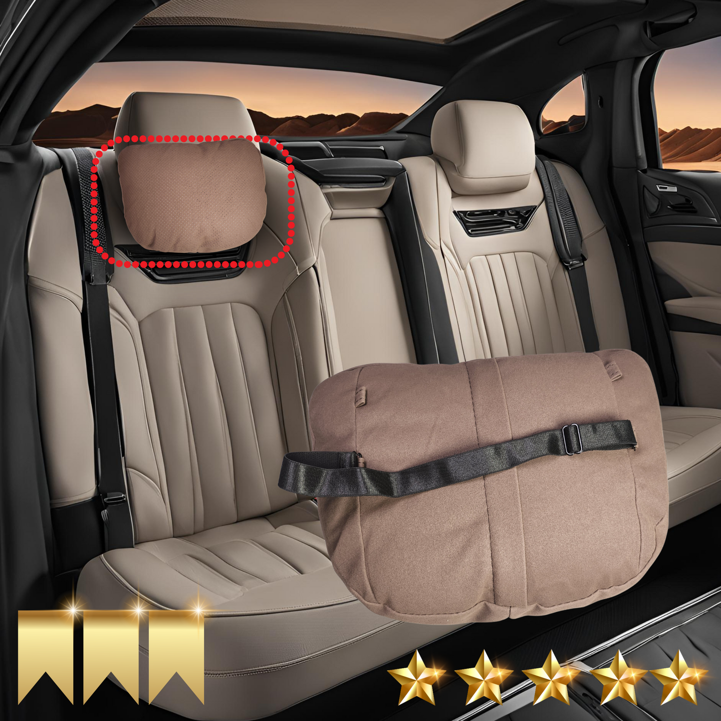 Car Headrest Pillow Suede for Mercedes Maybach W463 Soft Cotton fits all (a pair)