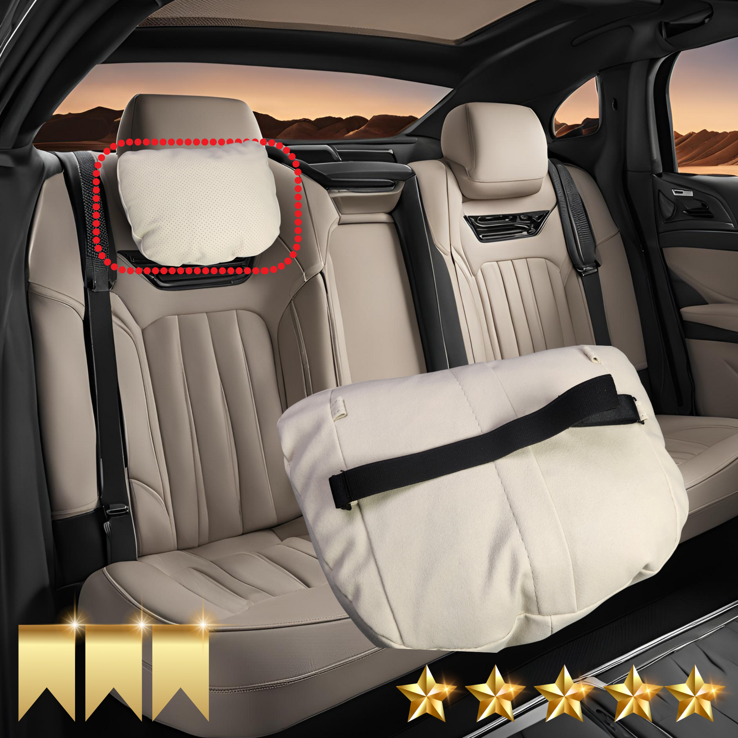 Car Headrest Pillow Suede for Mercedes Maybach W463 Soft Cotton fits all (a pair)