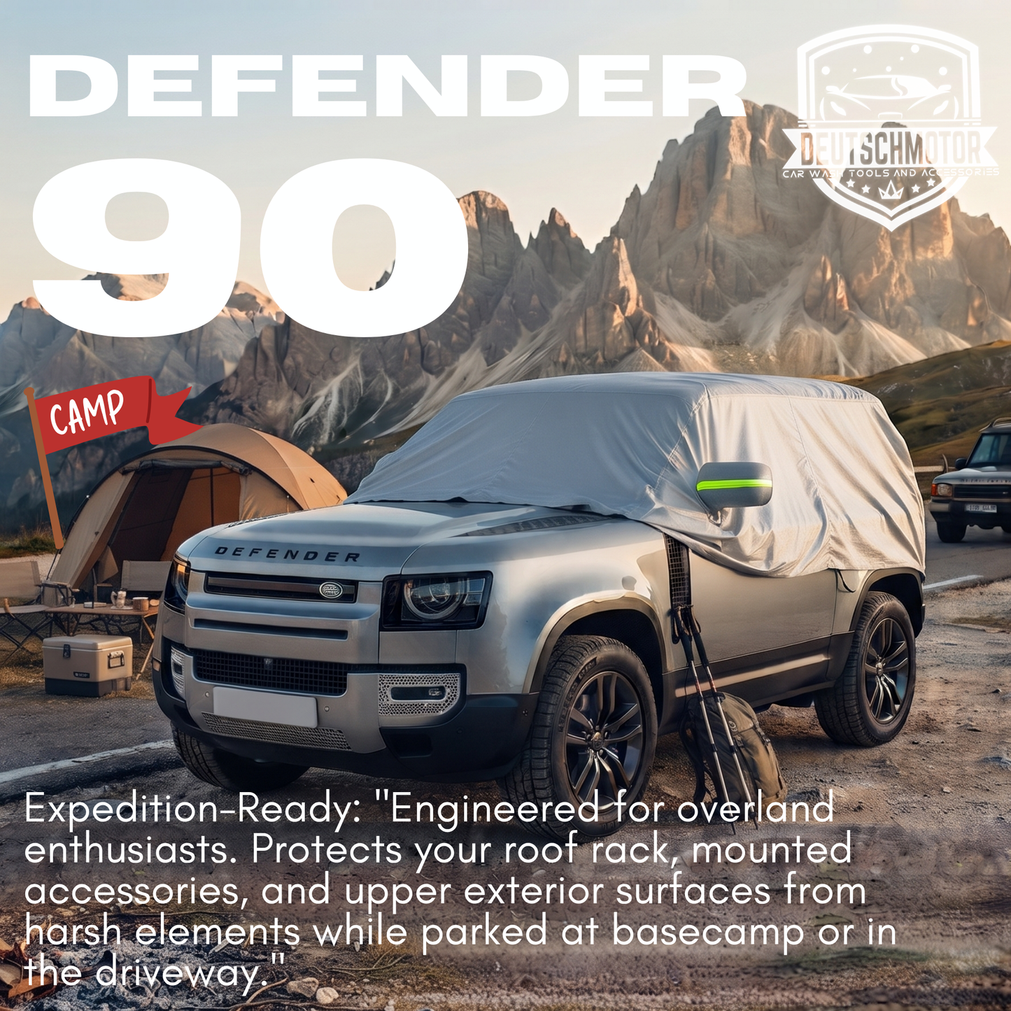 Defender 90 all weather protection cover water Land Rover 2020-2023 gust wind