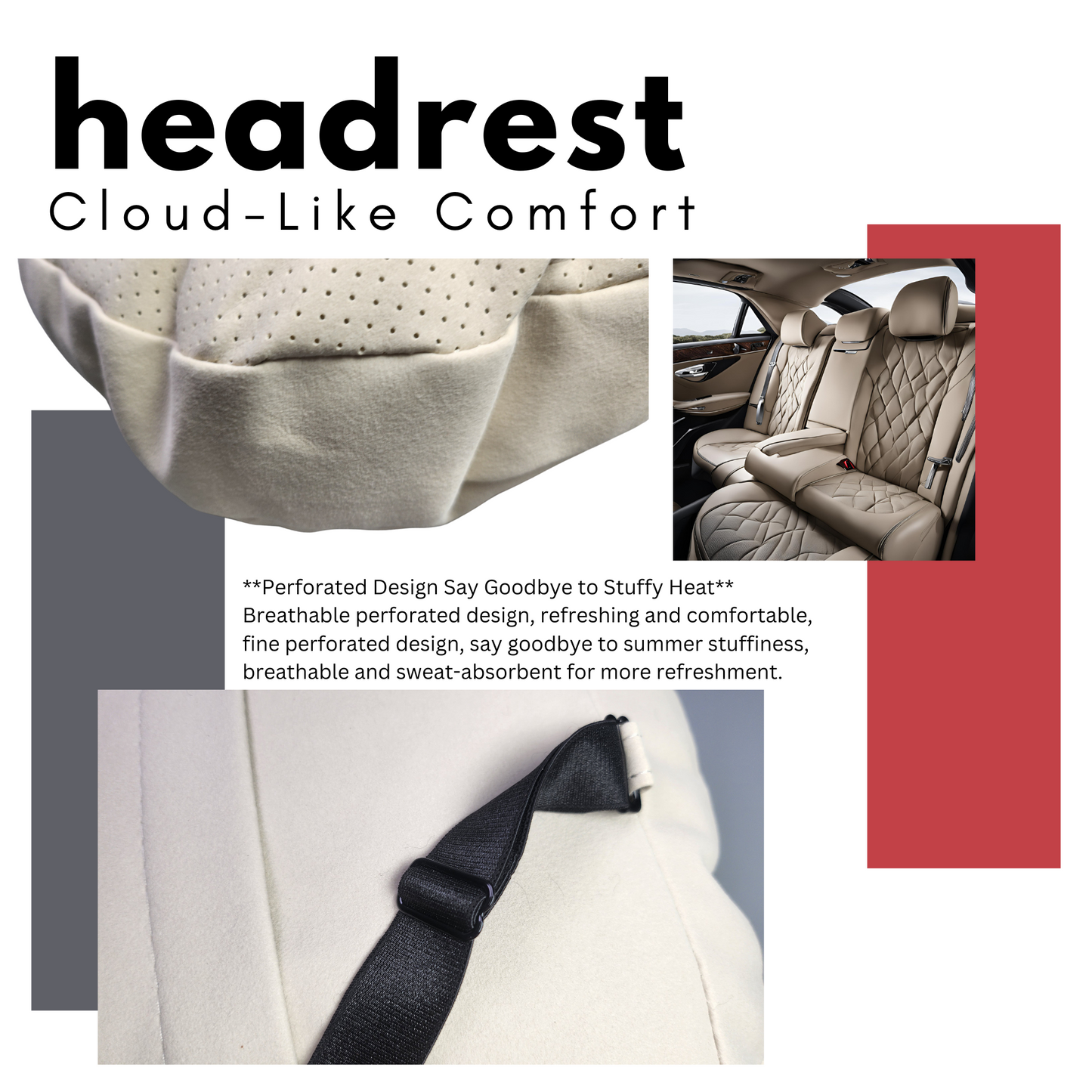 Car Headrest Pillow Suede for Mercedes Maybach W463 Soft Cotton fits all (a pair)