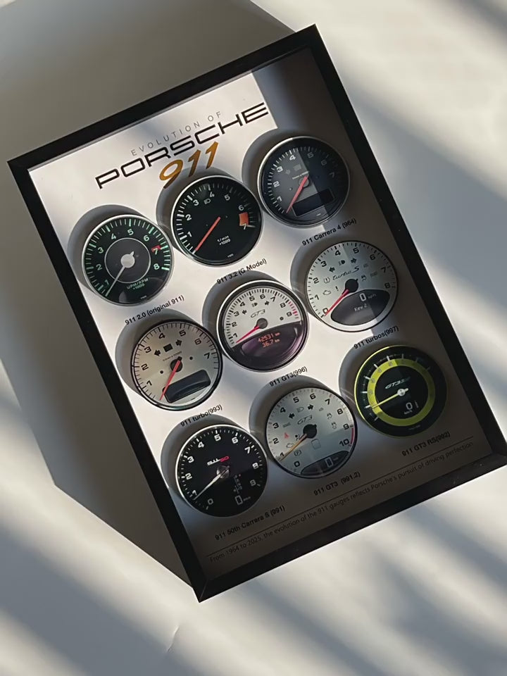 Porsche 911 Evolution Wall Art Framed Dashboard Display A4