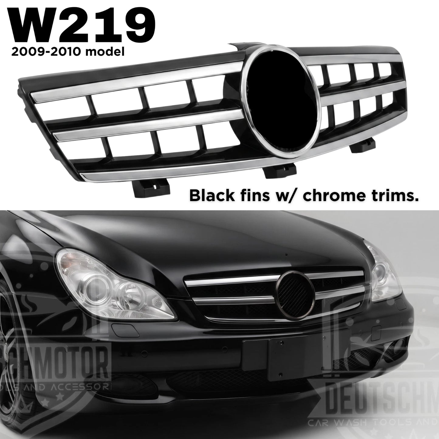 For Mercedes W219 3 fins CLS550 CLS63 CLS55 Grille 2009 2010 black 3-louvre