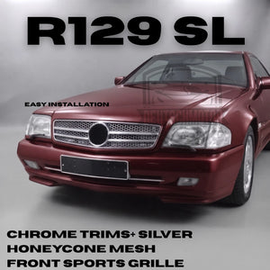 for Mercedes R129 1990-2002 SL500 SL320 silver mesh chrome trims 2 Fins