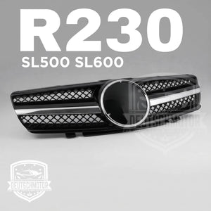 for Mercedes R230 SL500 SL55 Grille front Grill black 1FIN 2003-2006 + Led kit