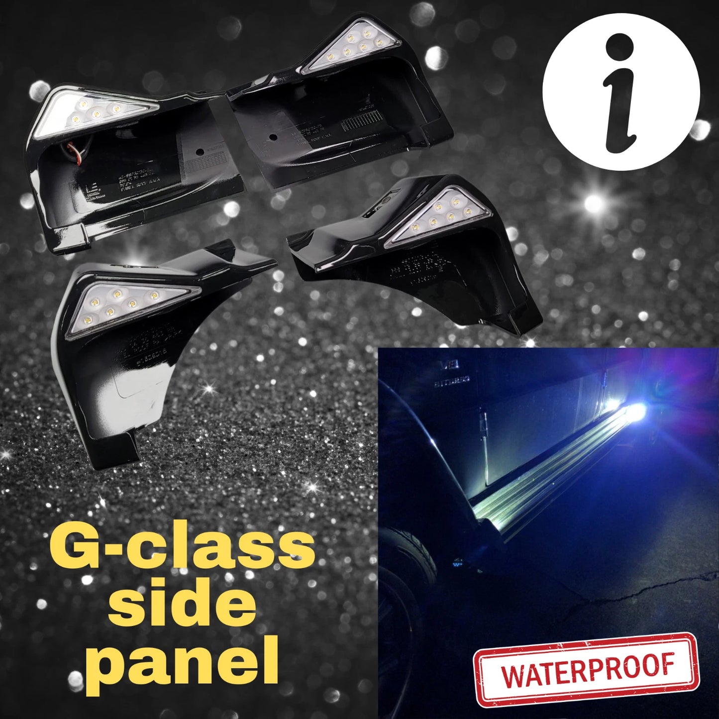 W463 side led light 1987-2018 G63 G500 4x corners for running board for Mercedes