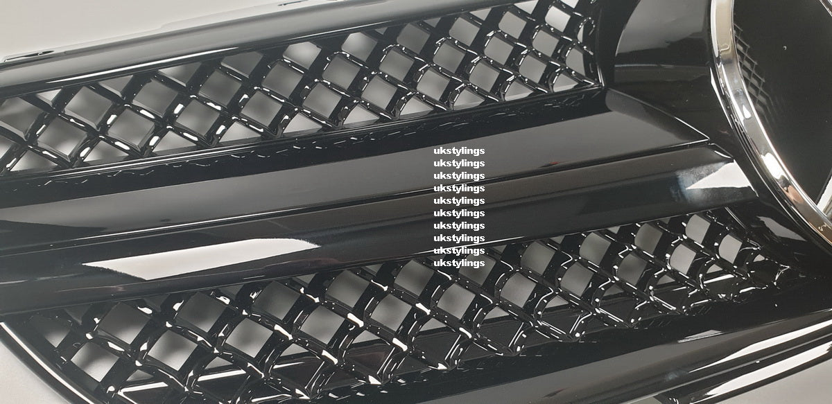 Mercedes R230 SL-class 1 fins front sports grille 2003-2006 SL500 SL600 SL63 (glossy black)